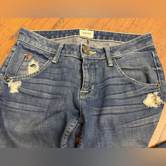 Hudson distressed straight leg cuffed woman’s jeans size 24. - Picture 4 of 10
